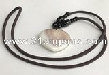 NGP5636 Shell flat teardrop pendant with nylon cord necklace