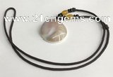 NGP5638 Shell flat teardrop pendant with nylon cord necklace