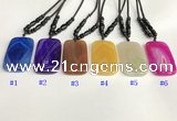 NGP5647 Agate rectangle pendant with nylon cord necklace