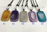 NGP5652 Agate rectangle pendant with nylon cord necklace