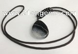 NGP5660 Agate flat teardrop pendant with nylon cord necklace