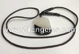 NGP5664 Agate rectangle pendant with nylon cord necklace