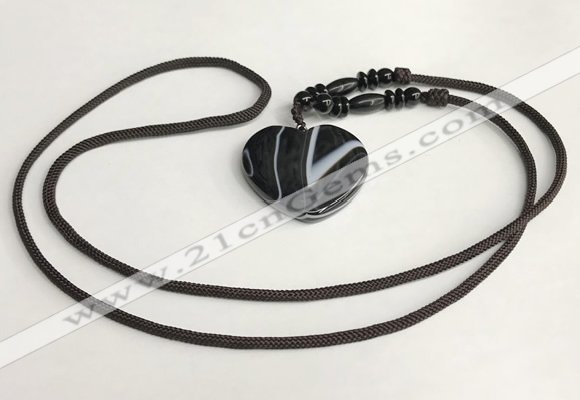 NGP5670 Agate heart pendant with nylon cord necklace