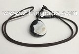 NGP5671 Agate flat teardrop pendant with nylon cord necklace