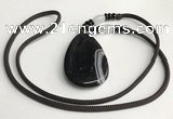 NGP5674 Agate flat teardrop pendant with nylon cord necklace