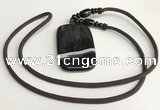 NGP5678 Agate rectangle pendant with nylon cord necklace