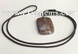 NGP5696 Agate rectangle pendant with nylon cord necklace