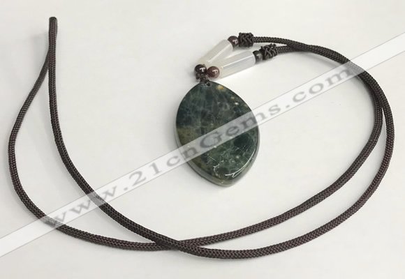 NGP5698 Agate marquise pendant with nylon cord necklace