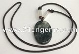 NGP5699 Agate oval pendant with nylon cord necklace