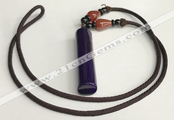 NGP5704 Agate tube pendant with nylon cord necklace