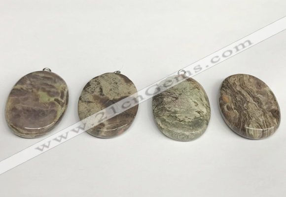 NGP5746 25*35mm oval rainforest agate pendants wholesale