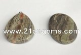 NGP5748 30*40mm flat teardrop rainforest agate pendants