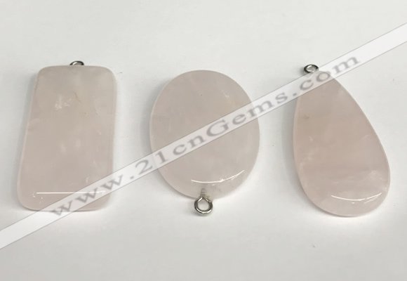 NGP5763 20*40mm - 25*35mm freefrom rose quartz pendants