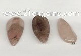 NGP5772 22*48mm - 25*55mm flat teardrop strawberry quartz pendants