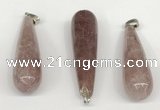 NGP5773 15*55mm teardrop strawberry quartz pendants