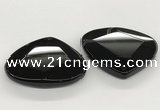 NGP5789 43*53mm faceted flat teardrop black agate pendants