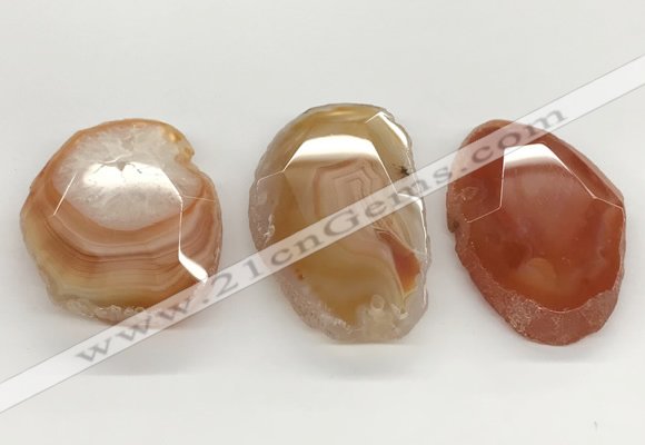 NGP5792 30*50mm - 45*65mm faceted freeform agate slab pendants