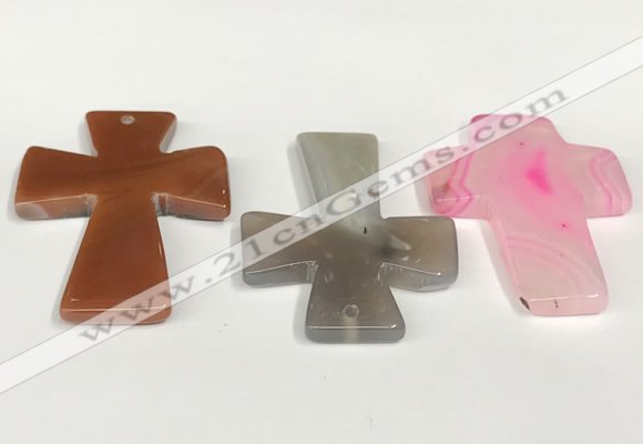 NGP5812 40*55mm cross agate gemstone pendants wholesale