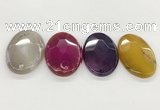 NGP5820 32*50mm faceted oval agate gemstone pendants wholesale