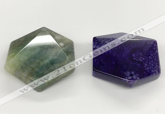 NGP5827 46*46mm faceted hexagon agate gemstone pendants wholesale