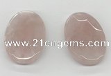 NGP5845 35*55mm faceted oval rose quartz pendants wholesale