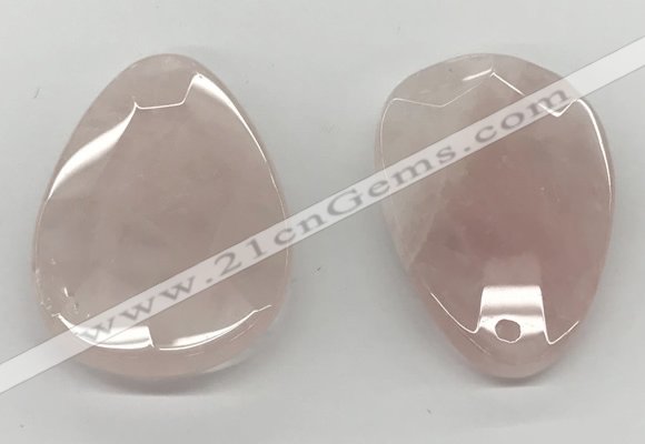 NGP5847 35*55mm faceted flat teardrop rose quartz pendants wholesale