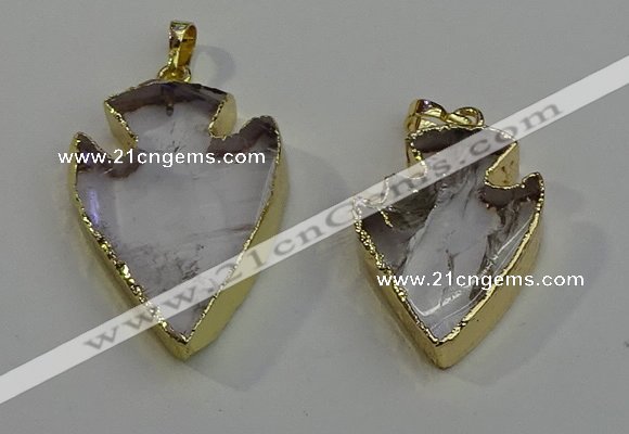 NGP6004 22*30mm - 25*35mm arrowhead white crystal pendants