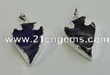 NGP6006 22*30mm - 25*35mm arrowhead amethyst pendants