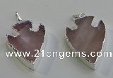 NGP6008 22*30mm - 25*35mm arrowhead rose quartz pendants