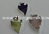 NGP6009 22*30mm - 25*35mm arrowhead mixed gemstone pendants