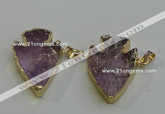 NGP6011 25*30mm - 30*35mm arrowhead amethyst pendants