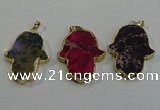 NGP6034 22*40mm - 25*45mm hamsahand sea sediment jasper pendants