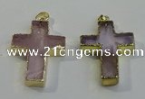 NGP6036 30*40mm - 35*45mm cross rose quartz pendants