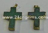 NGP6037 30*40mm - 35*45mm cross green aventurine pendants