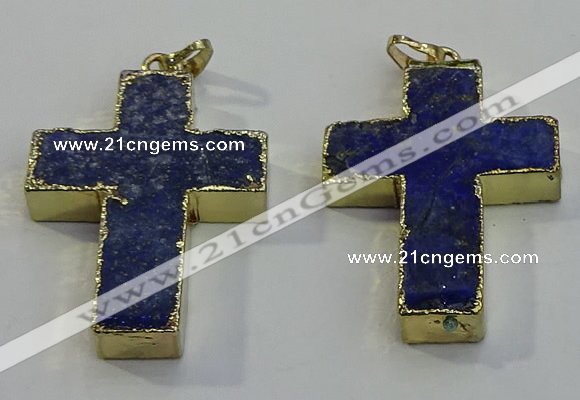 NGP6039 30*40mm - 35*45mm cross lapis lazuli pendants