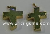 NGP6040 30*40mm - 35*45mm cross green rutilated quartz pendants