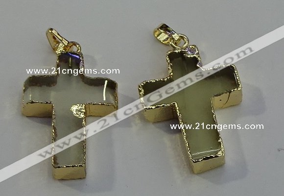 NGP6041 30*40mm - 35*45mm cross lemon quartz pendants