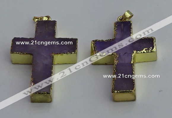 NGP6042 30*40mm - 35*45mm cross amethyst pendants