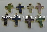 NGP6044 30*40mm - 35*45mm cross mixed gemstone pendants