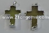 NGP6047 30*40mm - 35*45mm cross lemon quartz pendants