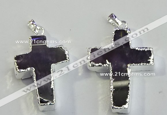 NGP6050 30*40mm - 35*45mm cross amethyst pendants