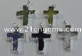 NGP6051 30*40mm - 35*45mm cross mixed gemstone pendants