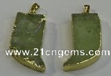 NGP6052 15*40mm - 18*45mm horn green rutilated quartz pendants