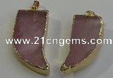 NGP6053 15*40mm - 18*45mm horn rose quartz pendants