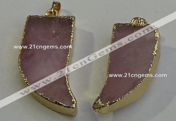 NGP6053 15*40mm - 18*45mm horn rose quartz pendants