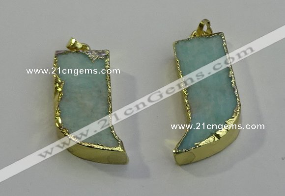 NGP6055 15*40mm - 18*45mm horn amazonite pendants