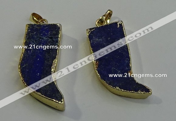 NGP6056 15*40mm - 18*45mm horn lapis lazuli pendants