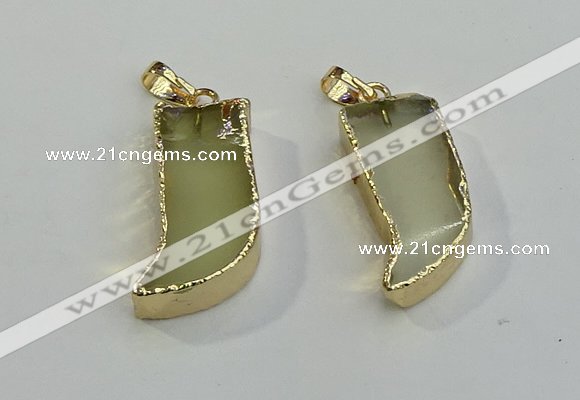 NGP6058 15*40mm - 18*45mm horn lemon quartz pendants