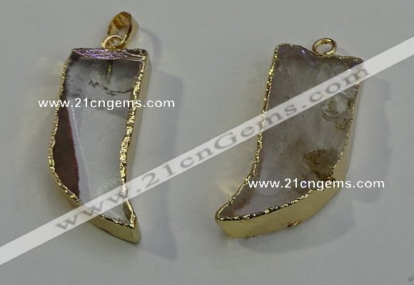 NGP6059 15*40mm - 18*45mm horn white crystal pendants