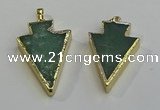 NGP6063 20*40mm - 25*45mm arrowhead green aventurine pendants